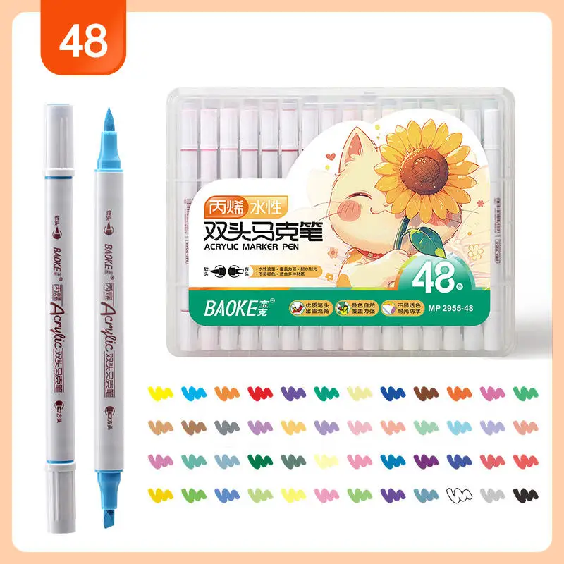 12 24 36 48 60 Colors Bright Highlighters Dual Tip Acrylic Paint Brush Pen Sets Marker Pen