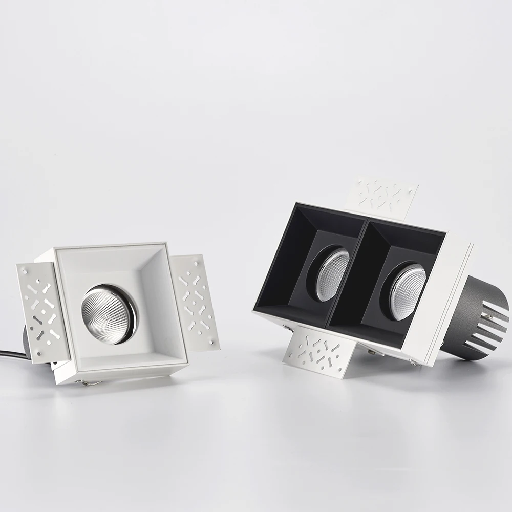 Double Head Triple Head Recessed Cob Ceiling Lighting Led Downlights Aluminum 90 Modern Rectangle Remote Control CE Rohs 95