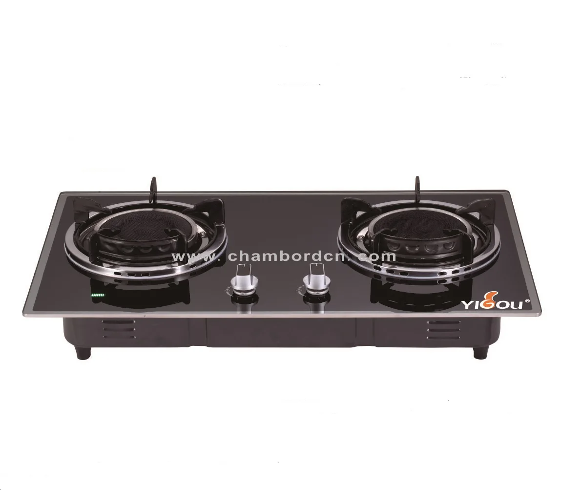 
Home Built-in Tempered Glass Infrared 2 Burner Gas Stove 