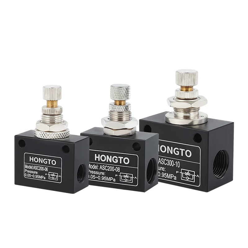 HONGTO ASC Series Flow Control valve  pneumatic speed regulating valve one-way throttle gas flow control valve