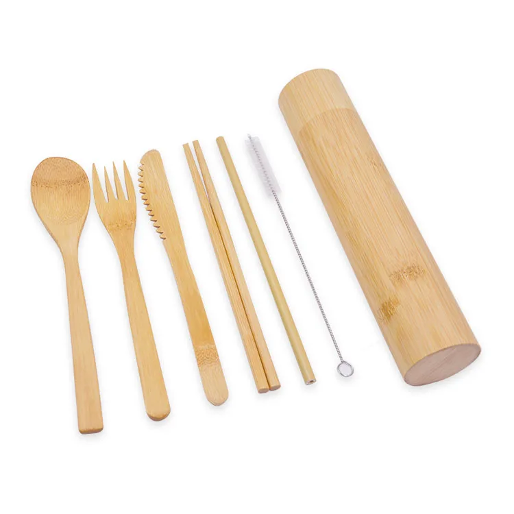 Kids Travel Eco Friendly Portable Reusable Bamboo Utensils Cutlery Set With Case Personalized