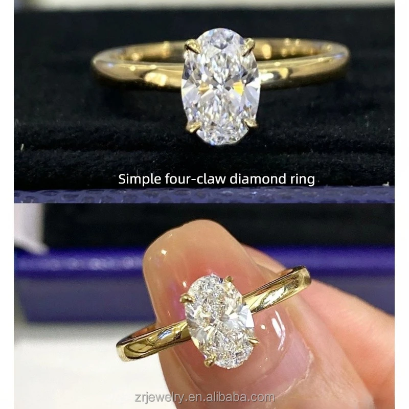Real 18k Gold Jewelry Vvs Wedding Women Lab Grown Diamond Engagement Men Moissanite Ring