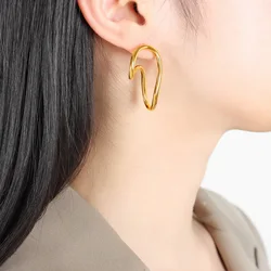 Artistical Geometric Wire Lines Stainless Steel 18K Gold Plated Earrings Fashion Women Accessories