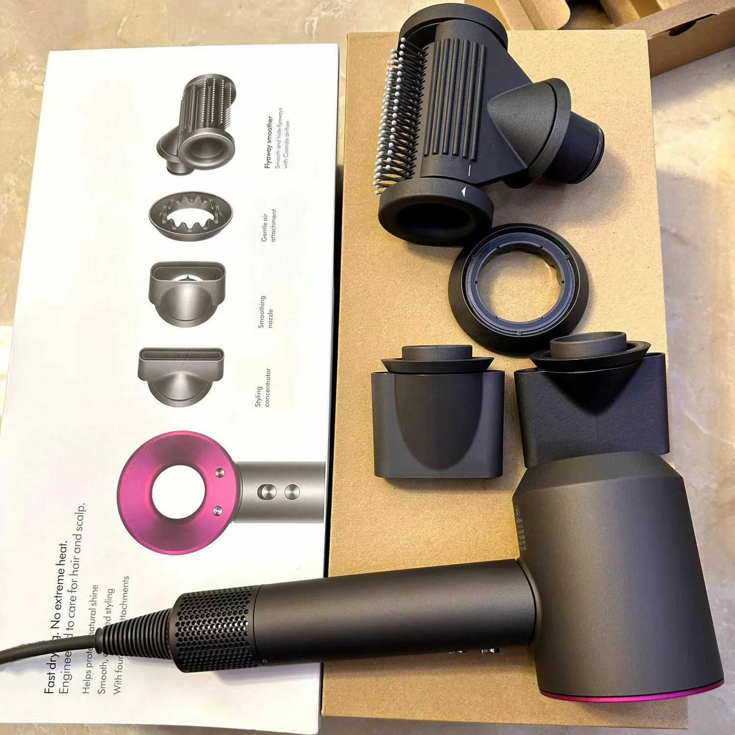 Dy HS01 HD15 HD08 Профессиональный отрицательный ион безлистный supers Hs05 фен Airwraps с кожаной подарочной коробкой в комплекте 5 1