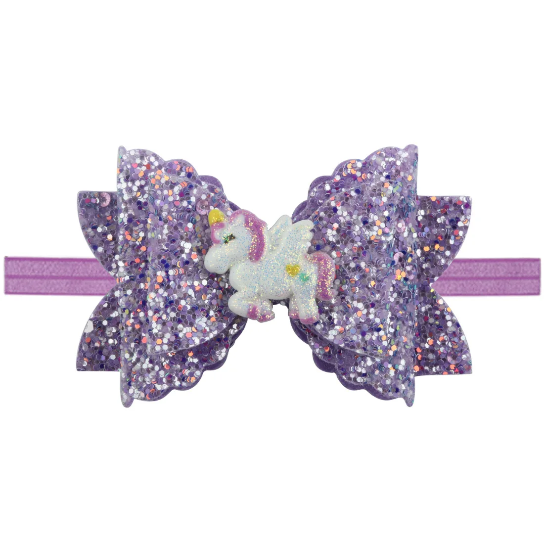 Cute Hair Accessories Shallot Powder Sequin Bow Hair Band Princess Elastic Unicorn Headband