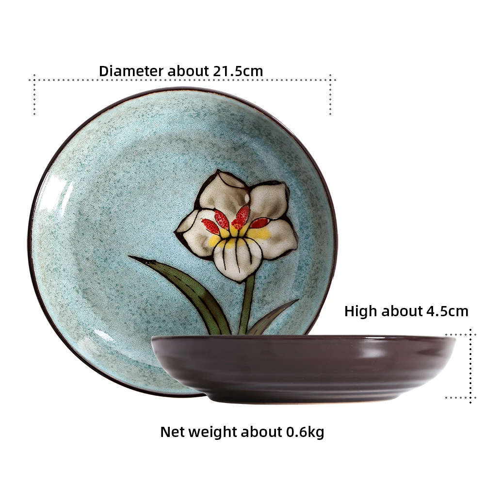 Набор посуды ручной росписи в японском и корейском стиле, домашняя керамическая миска для риса, тарелка для еды с рыбой, керамическая посуда