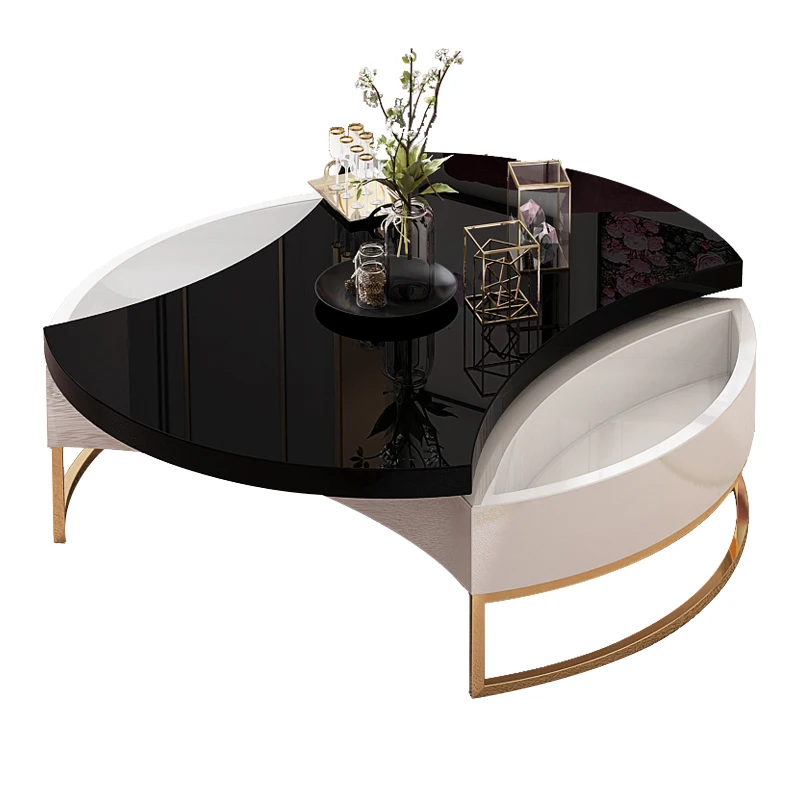 light luxury post-modern circular creative rotatable deformation coffee table Nordic living room net red simple table