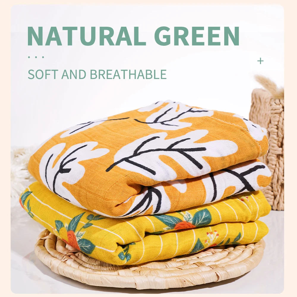 100% Organic cotton Soft Breathable Organic Muslin Swaddle Blanket friendly  Muslim Baby Blankets