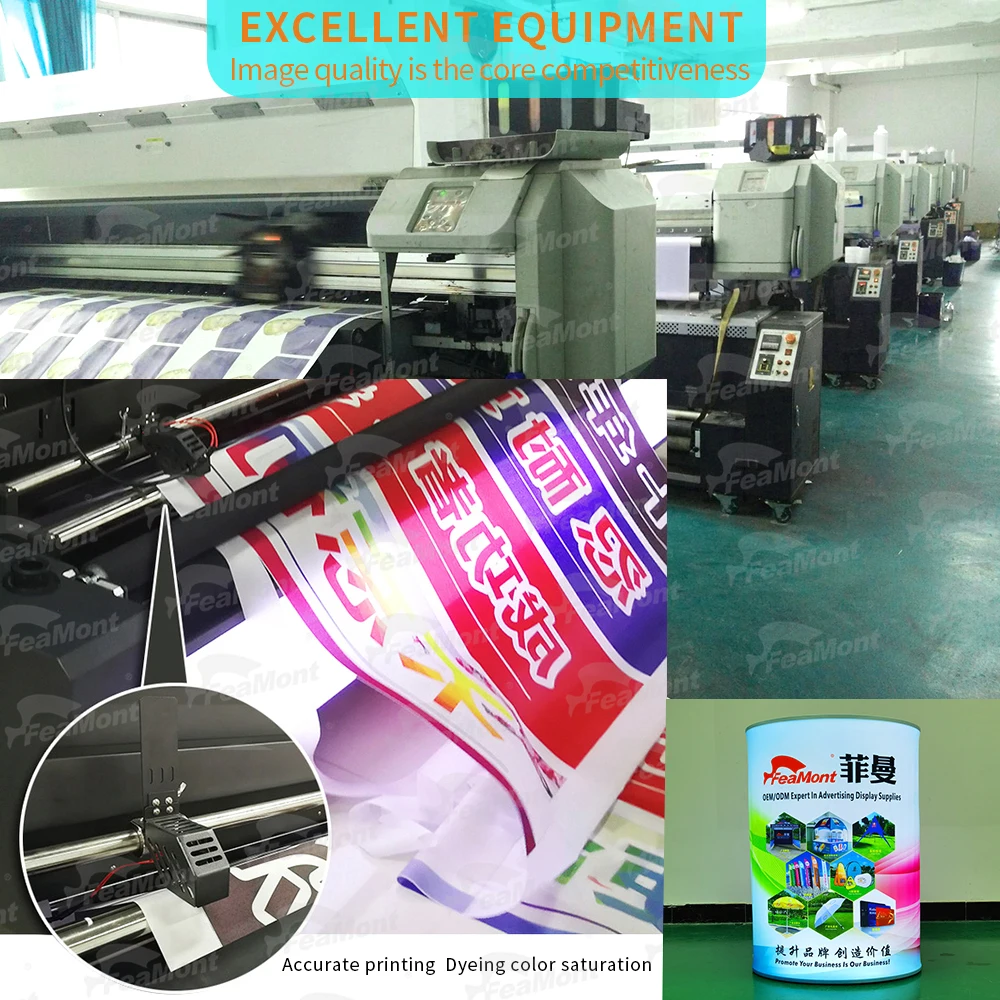 FEAMONT Portable Promotion Table High Quality Aluminum Fabric Tube Curved Trade Shows Shop Retail Polyester Flags Banners