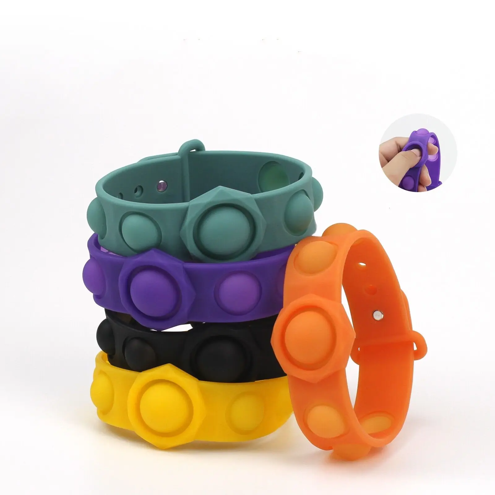 
 Новый детский пуш-поп сенсорный ремешок на запястье силиконовый ремешок для снятия стресса Сжимаемый браслет для пальцев  