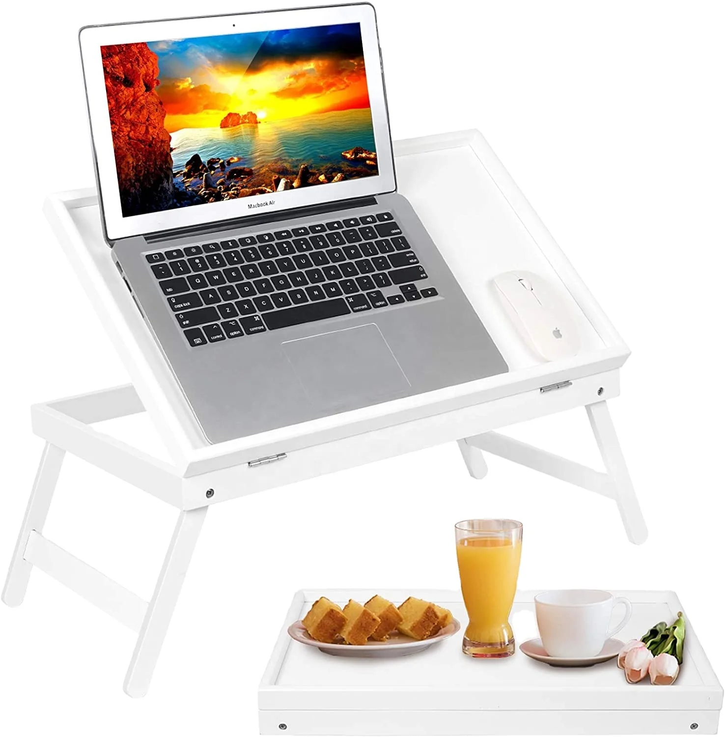 Adjustable Multifunctional Foldable Laptop Desk Bamboo Laptop Holder Notebook Computer Table Folding Bamboo Laptop Table for bed