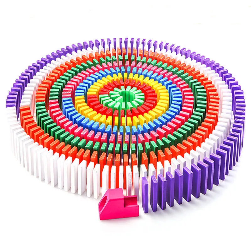 Wholesale Custom Colorful 100pcs Domino Toy Game Educational Play Mini wooden Domino Game Set Toy