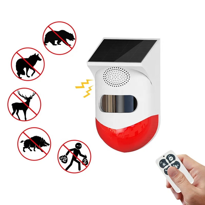 Outdoor Solar PIR Infrared Alarm Wireless System Siren Waterproof Burglar Security Strobe Siren
