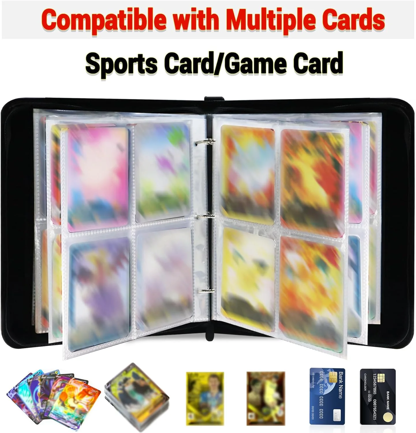4-Pocket Card Binder Album 400 Pocket Game Cards Holder Case For Poke mon Trading Card Binder