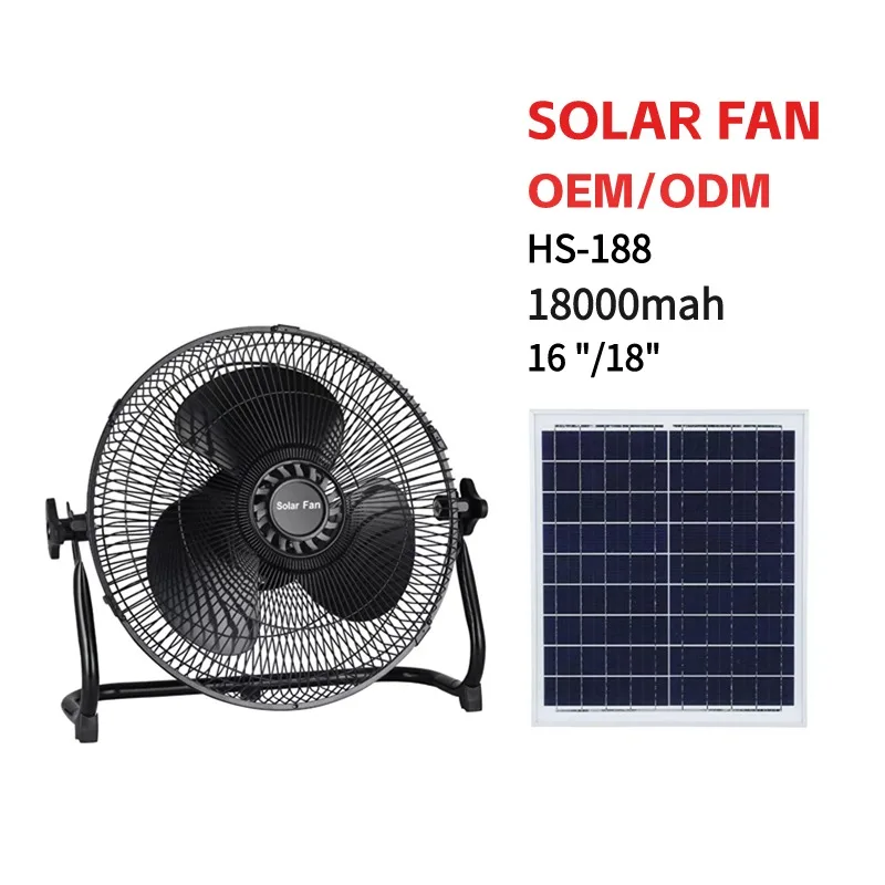 Small Panel Rechargeable Standing 18Inch Portable Outdoor Mini Lithium Battery Energy Light Electric 15W Dc Solar Fan