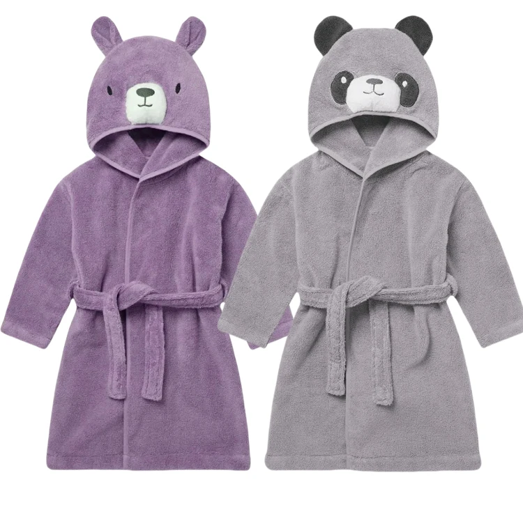 wholesale kids bathrobe custom cotton kids spa robes hooded kids bathrobe with ears animal design children bath robe