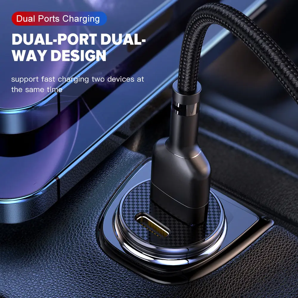 PD 20w QC 18w car charger fast charging 3.0 qc dual port usb c mobile phone guangdong car charger