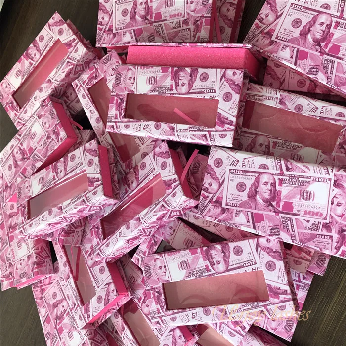Лидер продаж коробка для ресниц с индивидуальной этикеткой упаковочная розовая бумажная денег и готовая к отправке