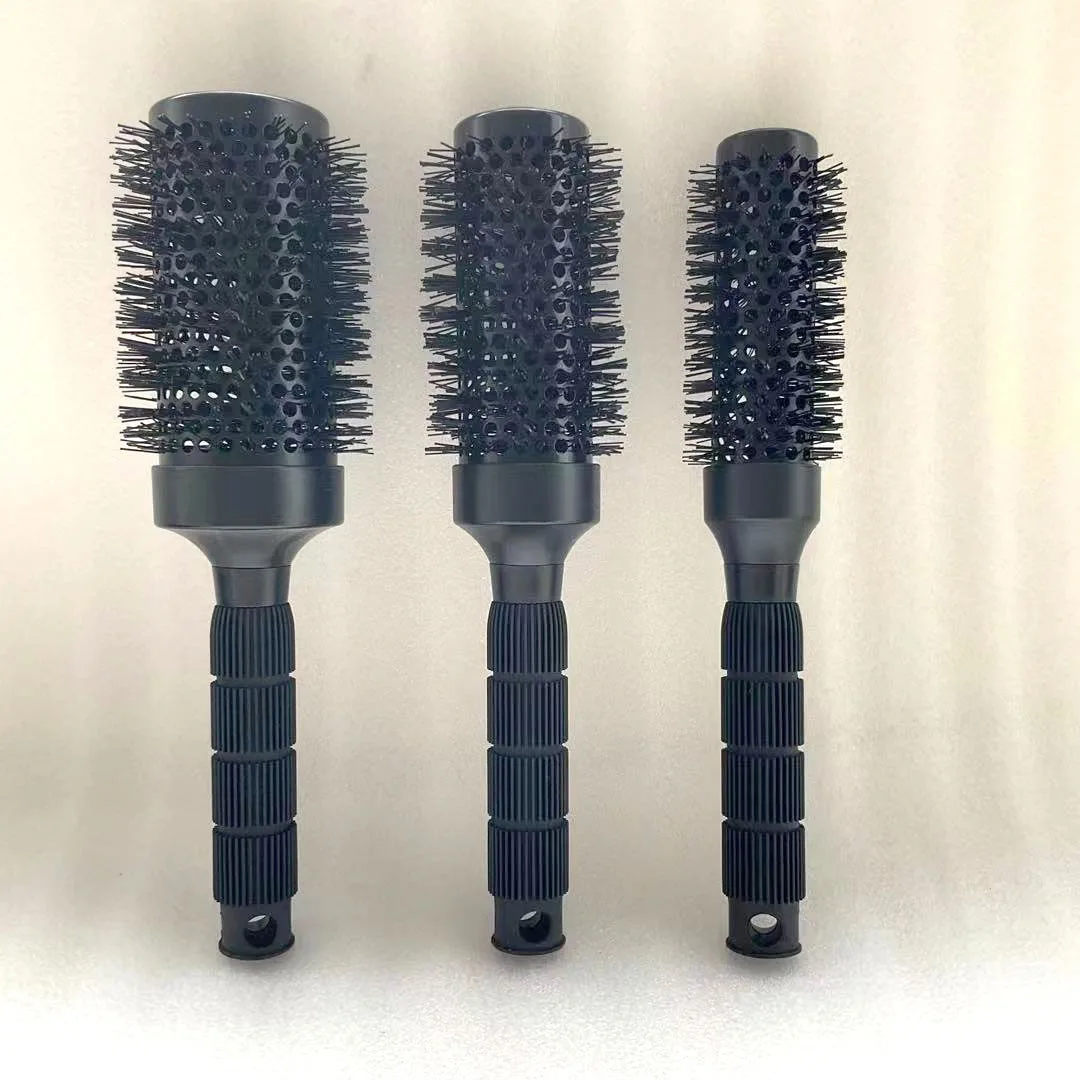 Hot Selling Professional Ceramic round Hair Brush Salon Nano Technology Ionic Thermal Electric Cushion Compact Nylon Material