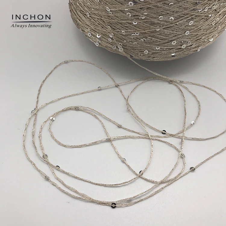 Cheap price fashion knitting sequin yarn beads