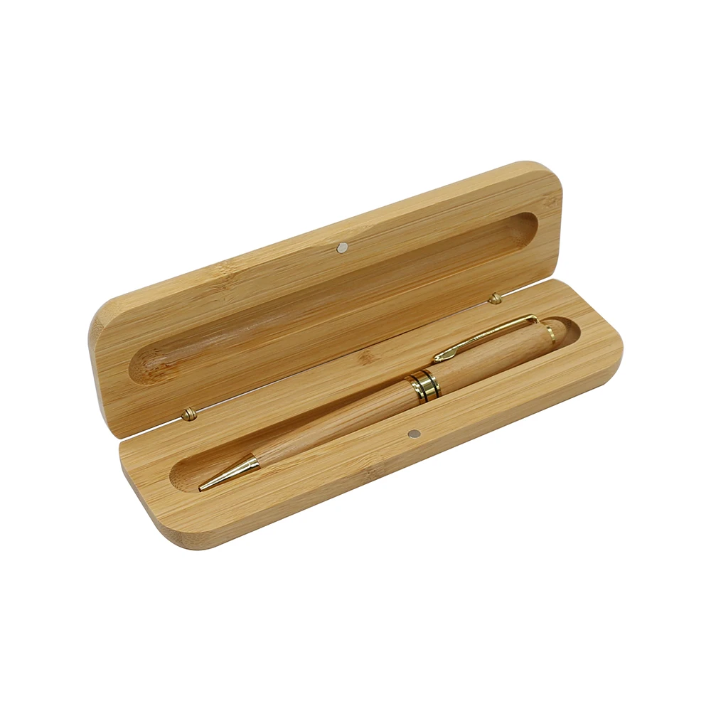Ready to ship bamboo Wood ballpoint pen with box bamboo pen set, wooden pen box set for gift