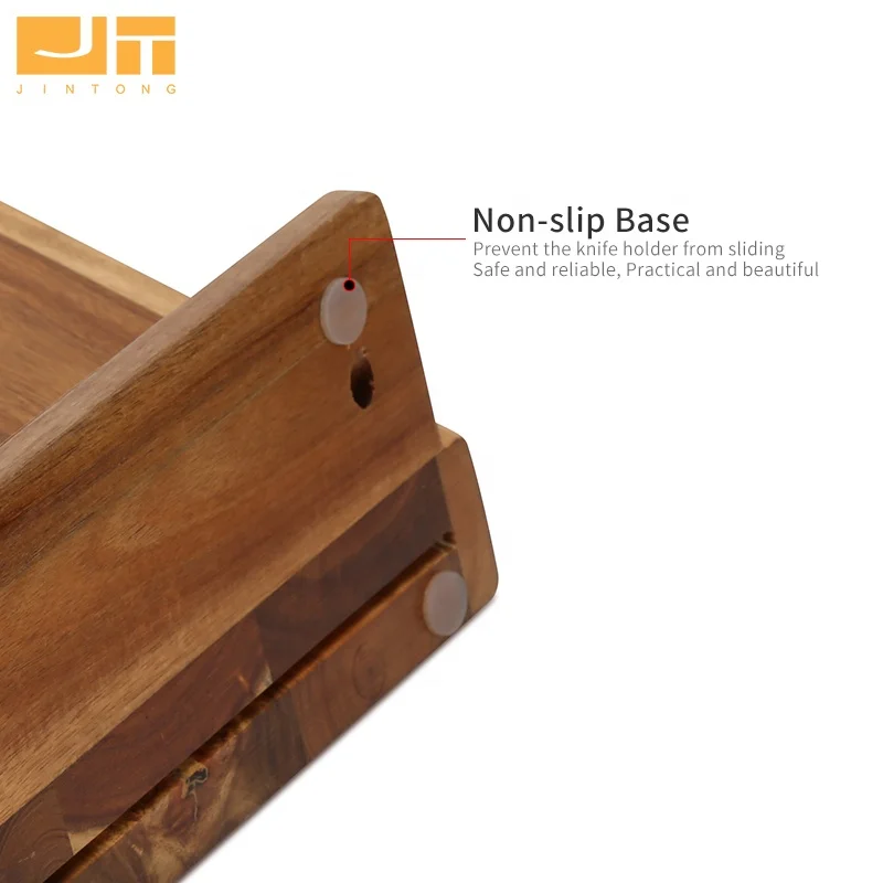 Premium Acacia Wood Kitchen Knife Holder Magnetic Universial Knife Block for KitchenKnife