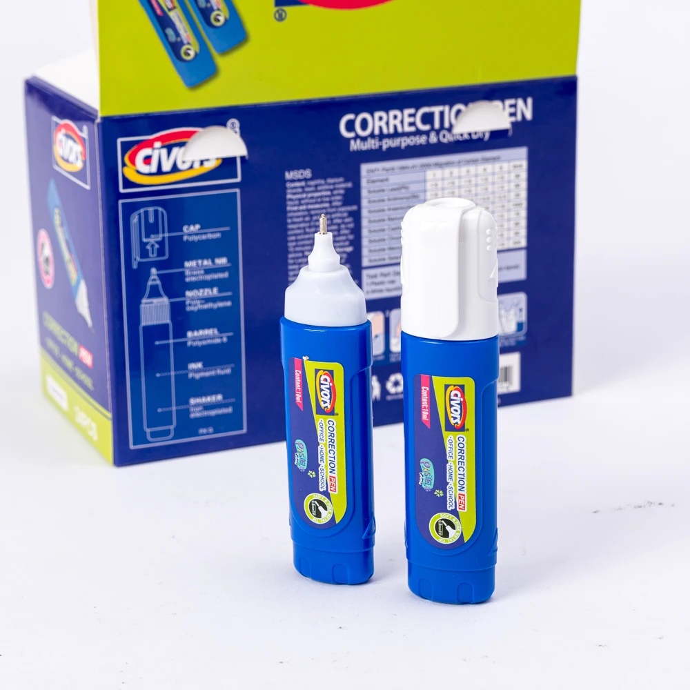 Durable, cute, and fast drying student error correction pen, stationery metal pen tip anti slip sleeve error correction pen