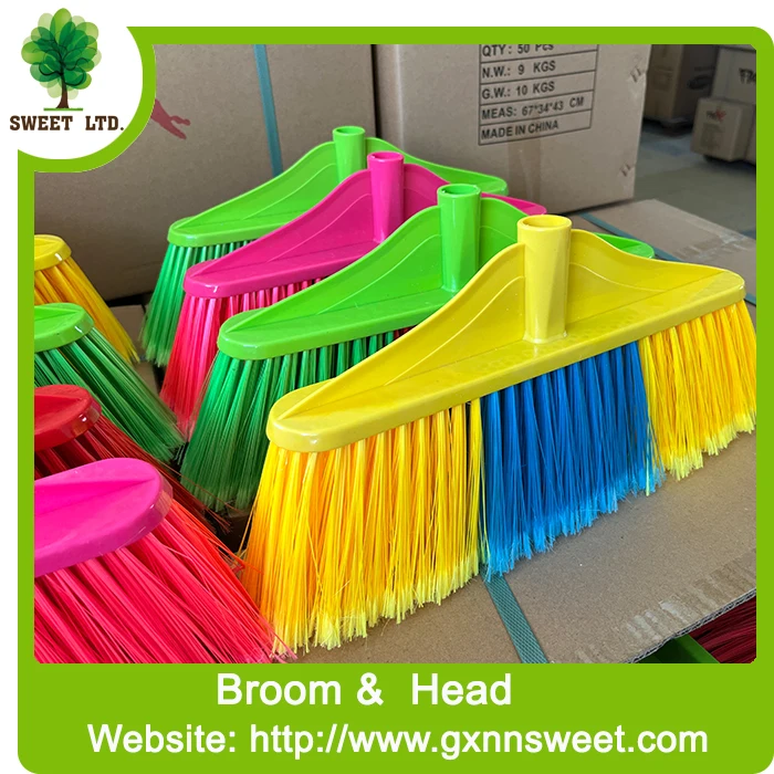 Indoor/Outdoor Plastic Broom with Wood Stick PVC & PET & PP Broom Dustpan Floor Cleaning & Sweeping broom for Home Use