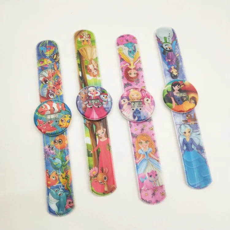 
Promotion Kids Gifts Animations Characters Pattern Colorful Cute Customized PVC Popular slap watches 
