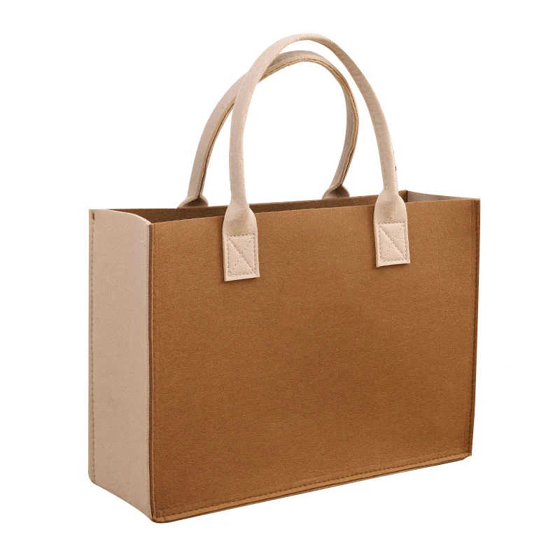 Large capacity colored wool felt handbag with logo printing advertising gift felt tote bag manufacturer wholesale