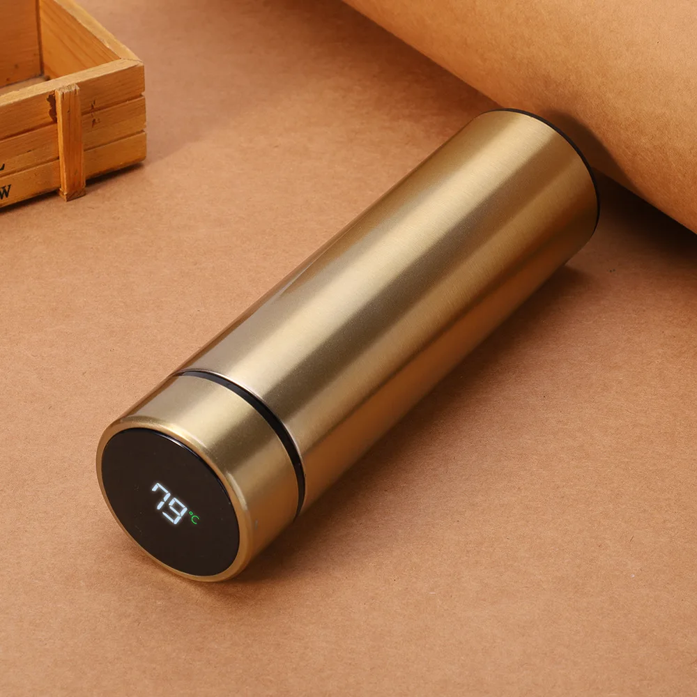 Double-Wall Vacuum Flask Insulated 304 Stainless Steel Water Bottle With Temperature display ,Wide Mouth,Keeps Hot and Cold