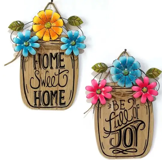 Wooden Easter craft gift flower basket hanging board