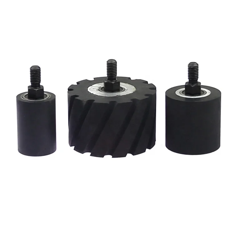 M10 Threaded Rubber Contact Wheel with Bearings installed on Arms Plates Axle