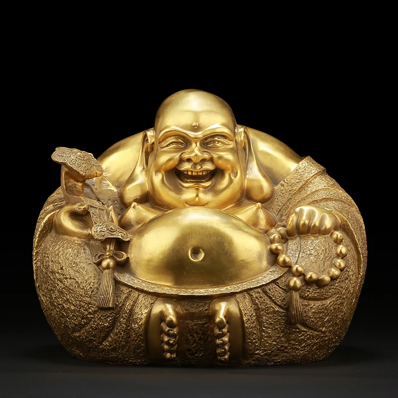Dropship Buddhism Hotei Buddha Antique Brass Statue Patung Buddha Maitreya Statue