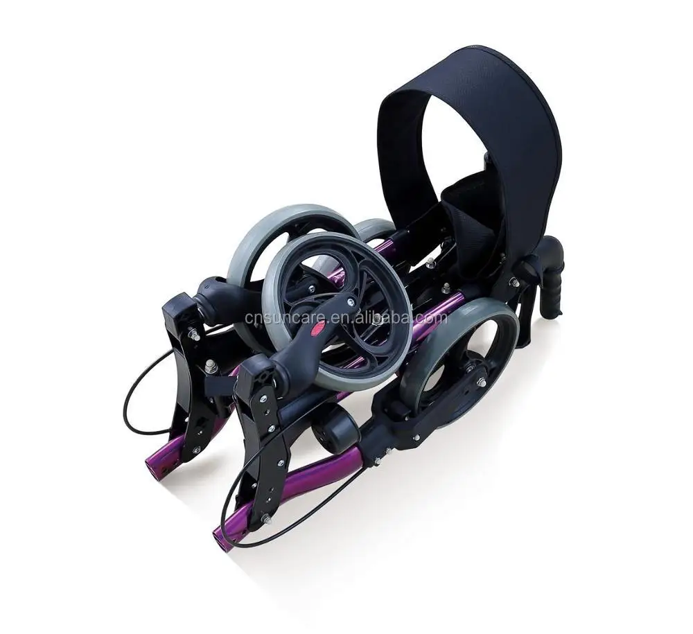 SUNCARE Aluminum Rollator 8 PVC Wheels One Touch Locking Lop Brake System Mesh Cloth Seat