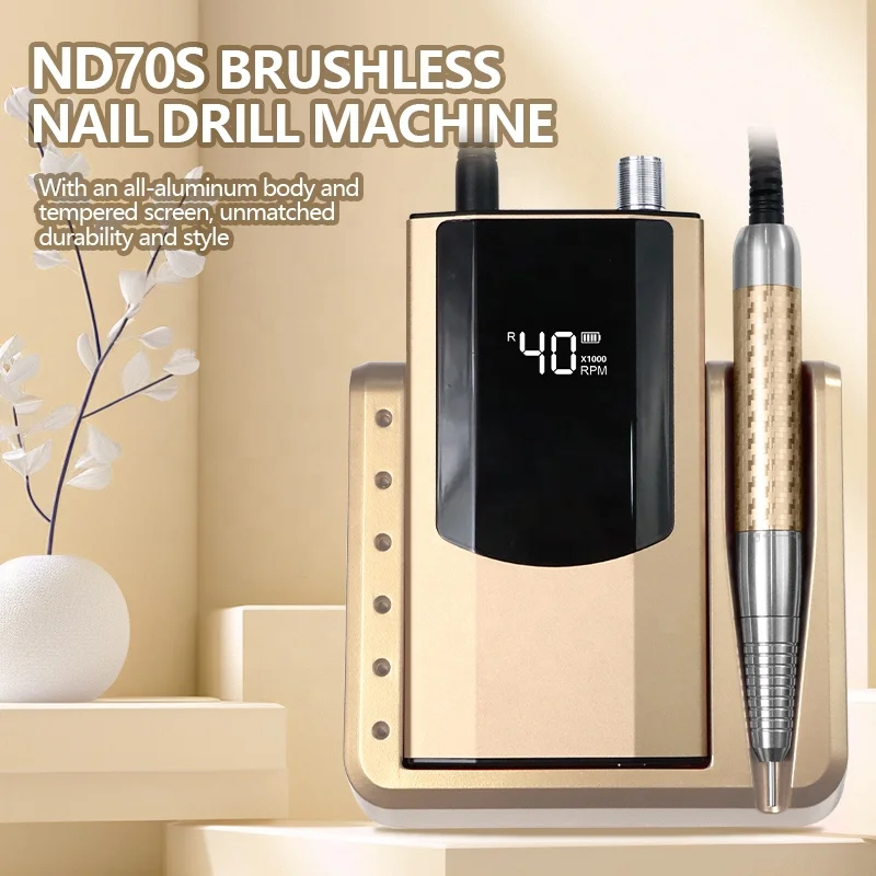 Professional Brushless 40000rpm Nail Drill Low Noise Rechargeable Portable Nail File Cordless Electric Nail Polisher