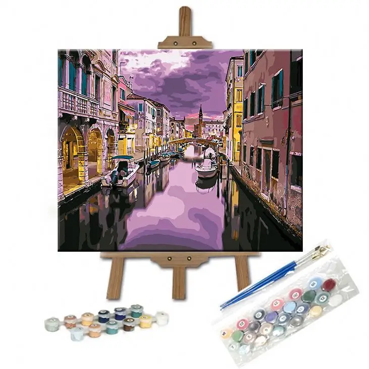 Best Prices Framed Digital Picture Canvas Painting Diy Paint By Numbers With Stretcher Frame