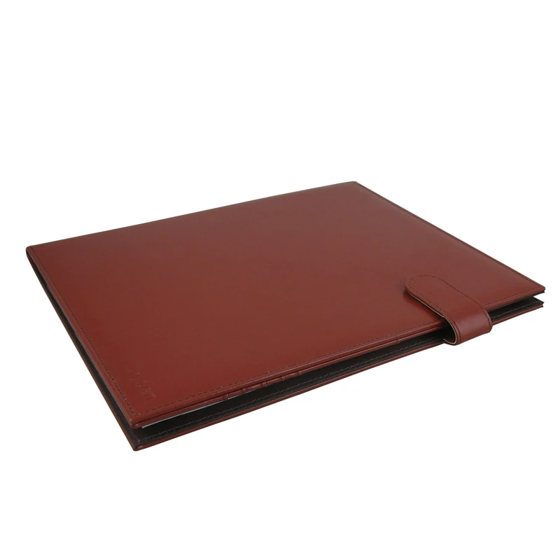 Modernqiu Custom A4 Size Leather File Folder portfolio with calculator cowhide leather padfolio