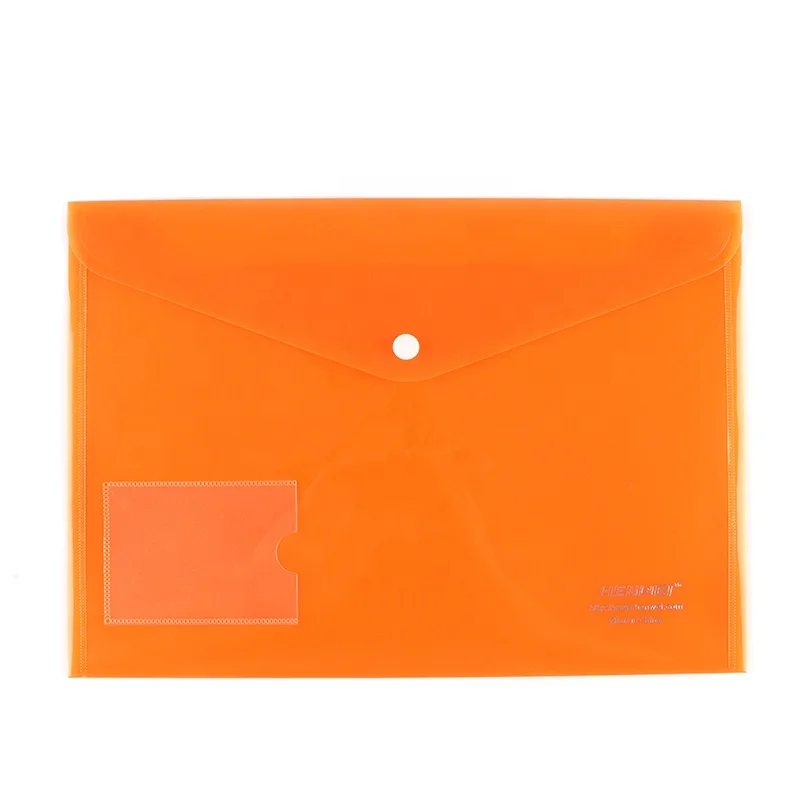 Custom PP Storage A4 Size Envelope Paper Type Test File Filling Document Holder Pencil Case Bag With Button