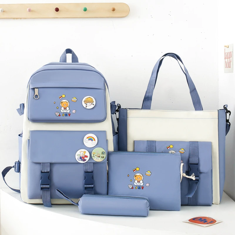 High Quality School Backpack Mochila Bolsas Escolar Estudiante Notebook Student Backpack Canvas Durable 4 Sets 4 in 1 Polyester