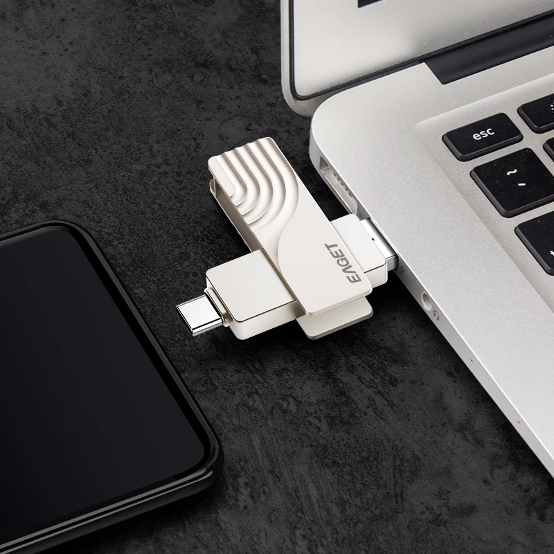 EAGET Pendrive CF30 128GB High Speed Metal Memory Disk PCBA&Type-C USB Flash Drive for PC/Phone