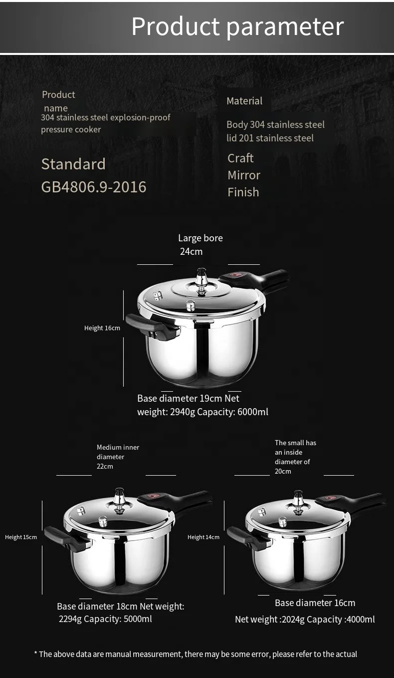 Explosion-proof 304 stainless steel pressure cooker small thickened gas pressure cooker mini induction cooker universal