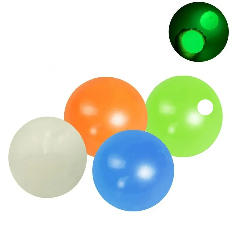 HUAMJ Hot Sale Sticky Wall Slow Fall Relieve Anxiety Luminous Squishy Squeeze Ceiling Fidget Glow In The Dark Sticky Balls