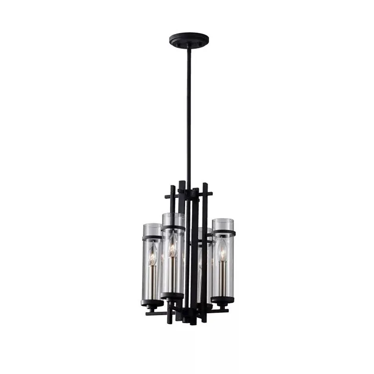 2022 New Modern Decorative Hotel  Project Metal Glass Shade Vintage Black Chandelier Pendant Lamp