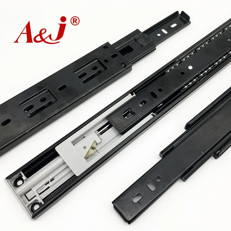 Accora Brand 45mm soft closing telescopic full extension drawer runner rail,self close thickness 1.5mm drawer slide channel
