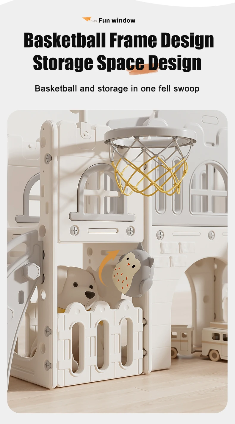 Toddler Slide Kids and Swing Set Baby Climber Play with Basketball Hoop Safety Indoor Playground