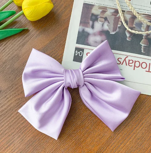 wholesale 2022 women hair accessories fashion satin bow hair barrette clips silk hair clips for girls