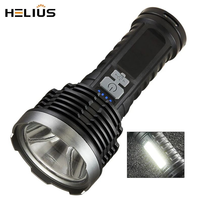 Helius Wholesale Strong Light ABS Telescopic Zoom USB Rechargeable Outdoor Work Searchlight Long Shot LED Flashlight