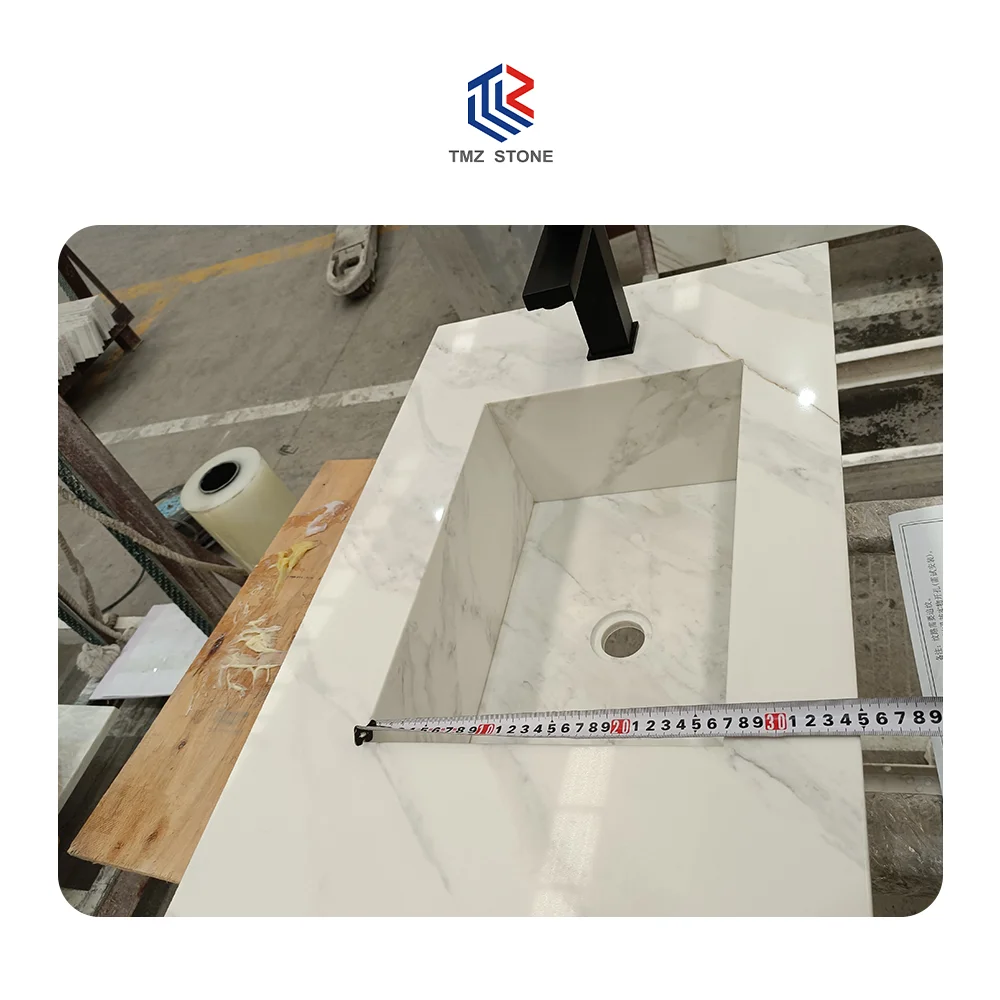 TMZ STONE ODM OEM Decorative Quartzo Artificial Quartz High Quality 6028 Calacatta Armani quartz for interior design
