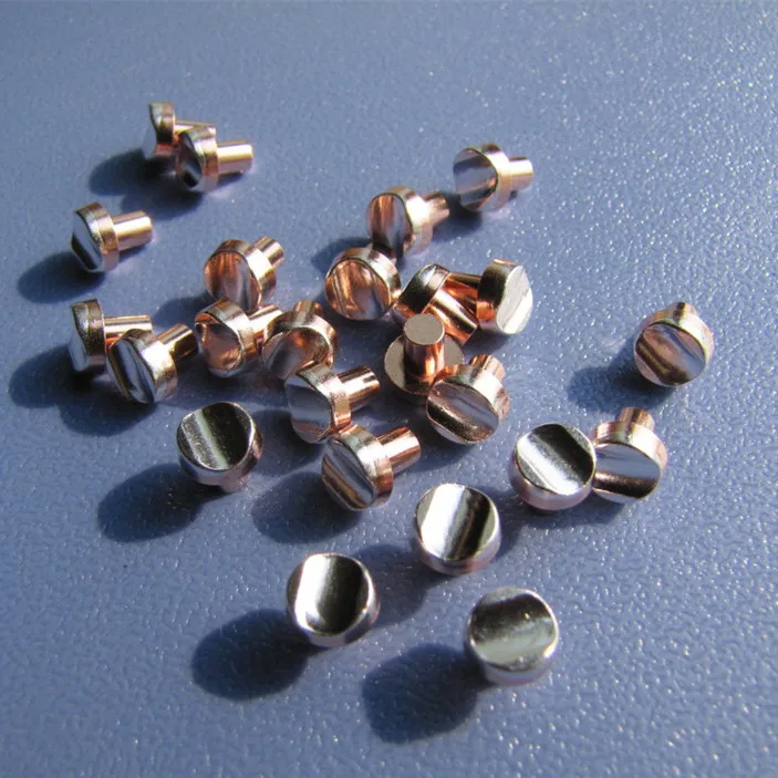 Customized special shape electric rivets round head triangle top bimetal contacts tips for switch relay contactor controller